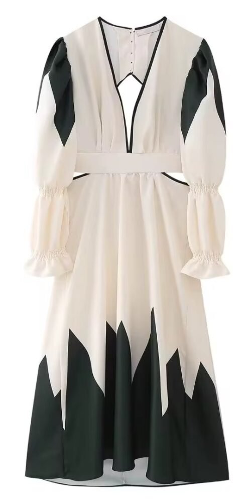 Elegant Midi Dress with a Classic-Modern Design for a Refined Look