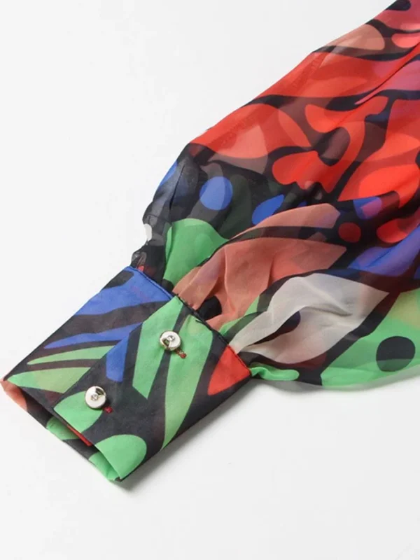 ‏ Vibrant Butterfly Chiffon Dress